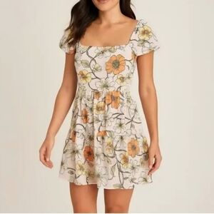 NWT LOTTIE & HOLLY Size Small Pink Floral Criss Cross Back Mini Dress Bohemian